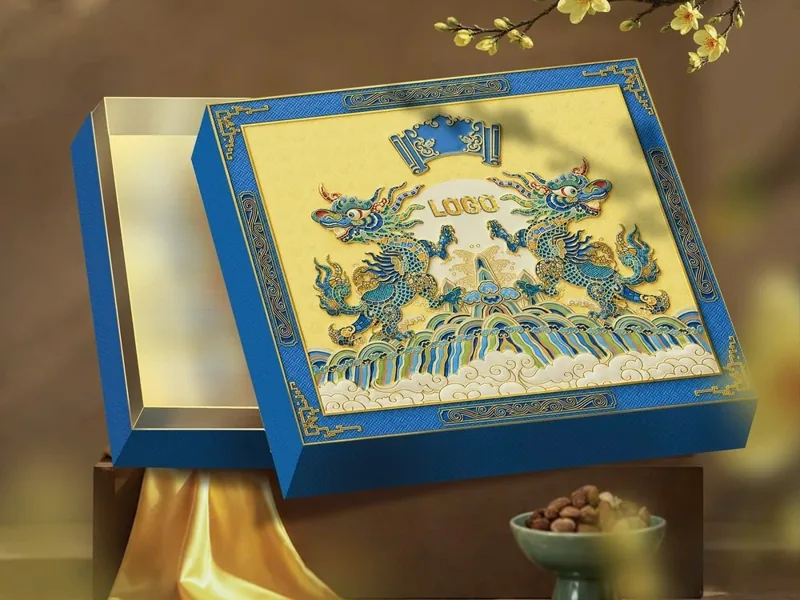 Mẫu hộp CC-07 Song Lân, Xanh & vàng